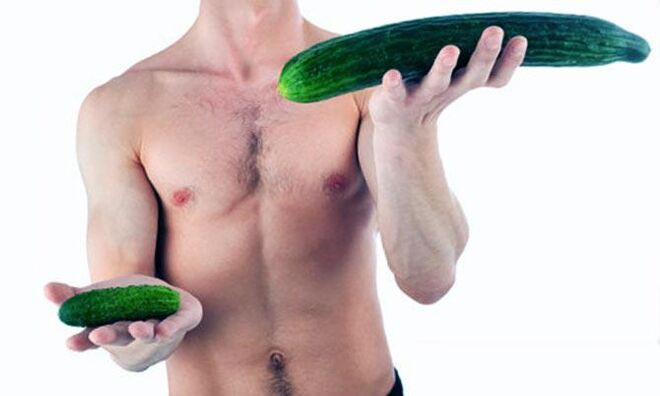 Visualiséierung vun engem klengen a grousse männleche Penis